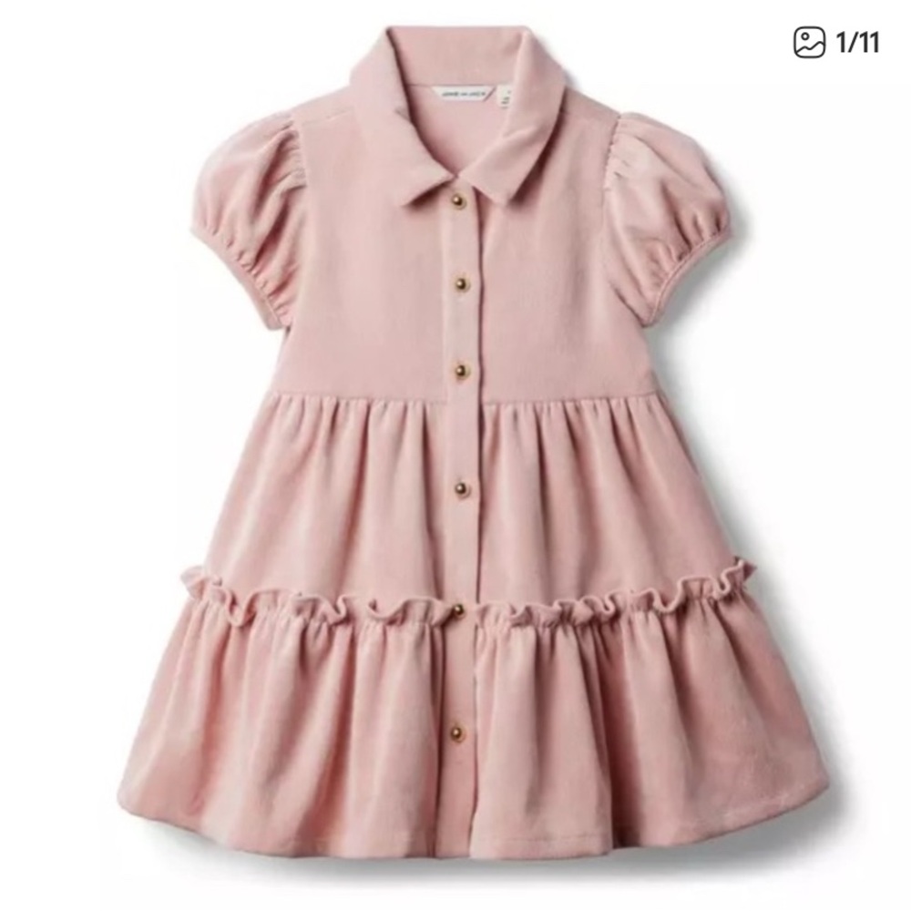 Janie and Jack Pink Corduroy Floral Embroidered Dress - Size 3